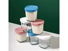 Kit 4 potes de vidro para leite e papinha Branco 150ml Petit Piá - 1