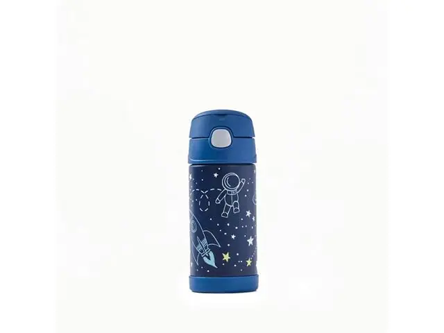 Garrafa Térmica Infantil Astronauta Azul Brilha no Escuro Thermos355ml