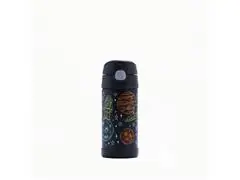 Garrafa Térmica Infantil Funtainer F401 Astronauta Preta Thermos 355ml
