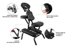 Cadeira Quick Massage Gadnic Dobrável com Bolsa Portátil Preto - 3