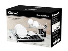 Secaplatos de aluminio Carol 2 niveles, bandeja y cubiertero plata - 1