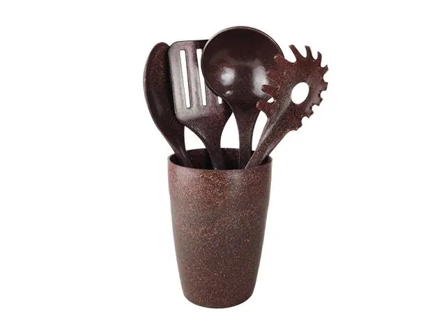 Kit Evo de Utensílios com Suporte 5 Peças Imbuia