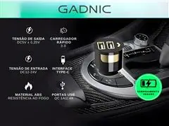 Carregador Veicular GADNIC USB Tipo C 24V Rápido - 1
