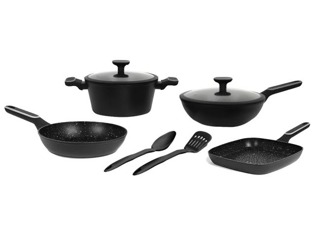 Batería de Cocina Carol Antiadherente Inducción Granito negro 8 piezas