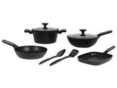 Batería de Cocina Carol Antiadherente Inducción Granito negro 8 piezas