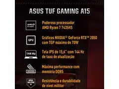 Notebook Gamer ASUS TUF A15 Ryzen7 16GB 512GB W11 156" Graphite Black - 1