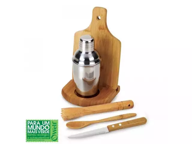 Kit para caipirinha Welf em bambu Ibiza 6 pçs
