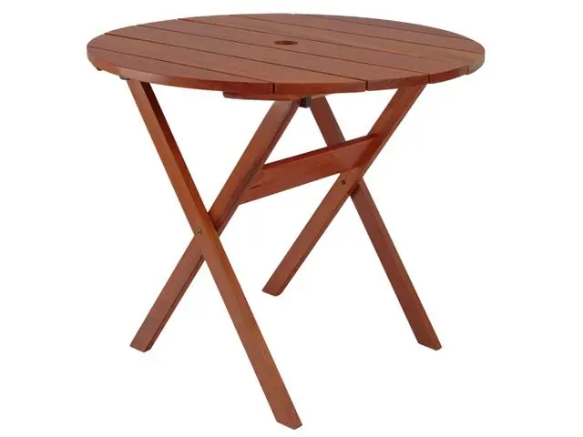 Mesa Dobrável Tramontina Lanati Redonda em Madeira Jatobá 90 cm FSC