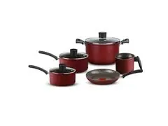 Jogo de Panelas Rochedo Facilita Vermelho 5 Peças