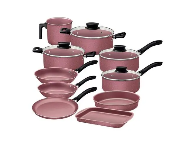 JOGO DE PANELAS TRAMONTINA LINZ ANTIADERENTE STARFLON MAX ROSA 10P