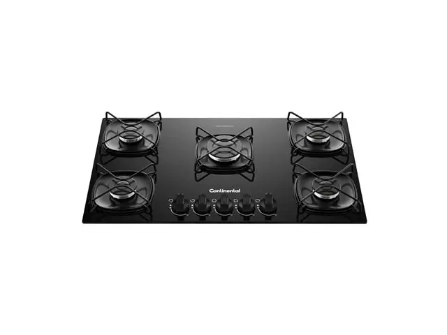 Cooktop Continental 5 Bocas Preto com Mesa de Vidro Bivolt