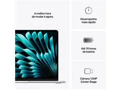 MacBook Air Apple 13.6" M4 GPU 8 Núcleos Cam 12MP 16GB RAM 256GB Prata - 4