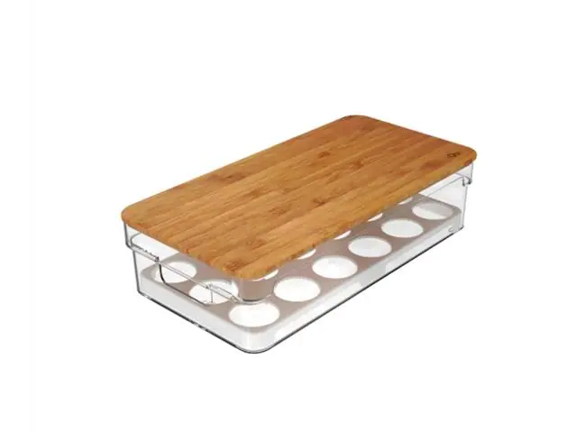Organizador De Ovos Com Tampa De Bambu Ou 18Un Linha Clear Fresh