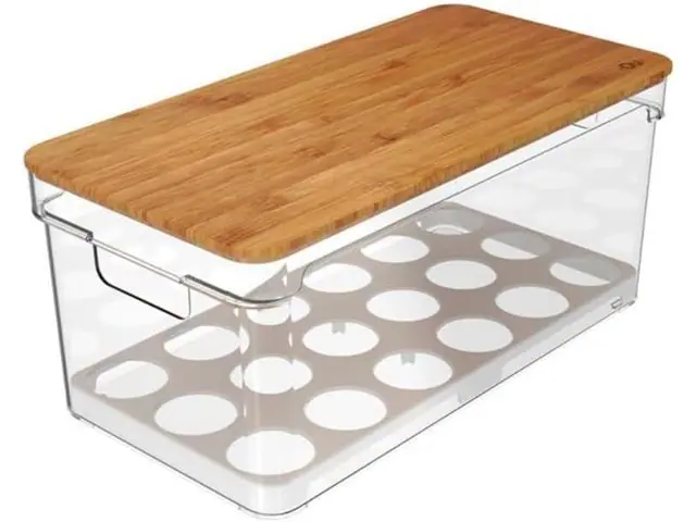 Organizador De Ovos Com Tampa De Bambu Ou 36Un Linha Clear Fresh