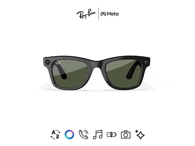 Óculos Ray-Ban Meta Wayfarer Shiny Black | G15 Green