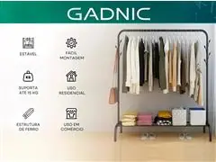 Arara Cabideiro Gadnic Móvel Destacável Para Roupas Com Ganchos - 1