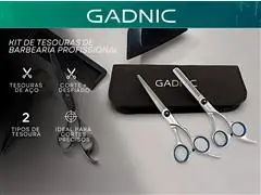 Kit Tesoura Profissional Gadnic Corte Polimento Desfiadeira 6.0 - 1
