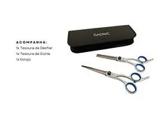 Kit Tesoura Profissional Gadnic Corte Polimento Desfiadeira 6.0 - 6
