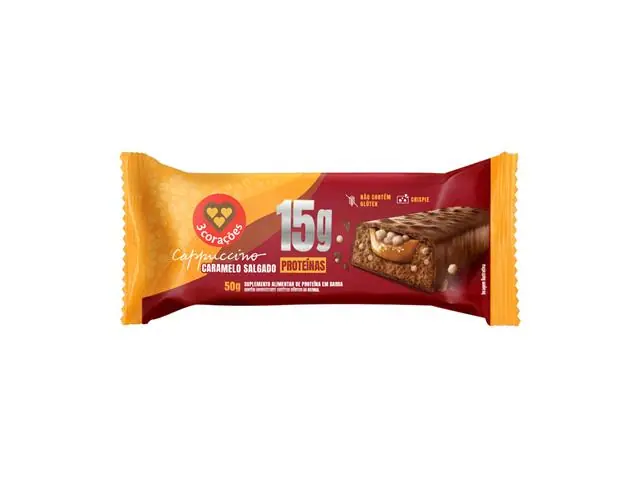 Barra de Proteína Três Corações Cappuccino Caramelo e Sal 50g