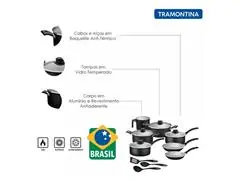 Jogo de Panelas Tramontina Turim em Alumínio Antiaderente Preto 10 Pçs - 9