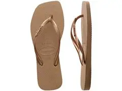 Chinelo Havaianas Sl Sq Logo Met Rose Gold/Rose Gold - 4