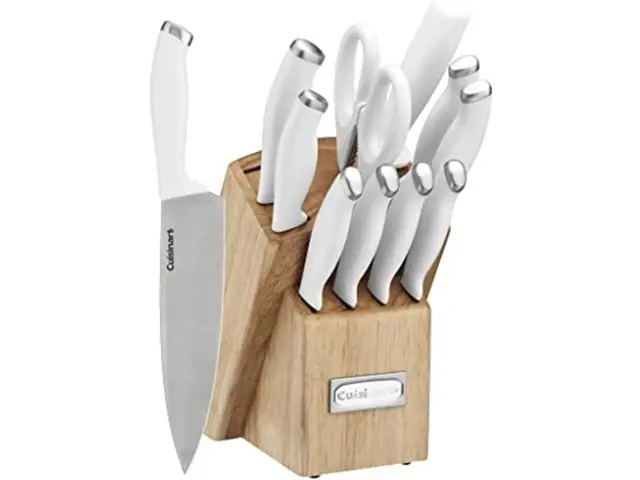 Bloco Facas Color Pro 12pc Cuisinart Cabo Branco