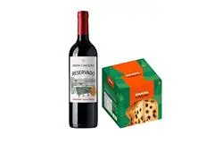Panettone Brasil Gotas 400g + Vinho Tinto Santa Carolina