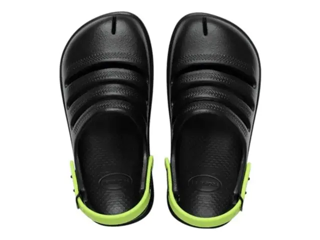 Sándalias Havaianas Kids Clog Preto/Verde Limao Tam 23-24