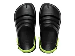Sándalias Havaianas Kids Clog Preto/Verde Limao Tam 25-26