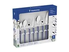 Faqueiro Tramontina Obelline Inox Azul Boreal 42 Peças - 1