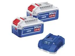 Kit 2 Baterias 20V 4,0Ah + Carregador 4,0A - 0