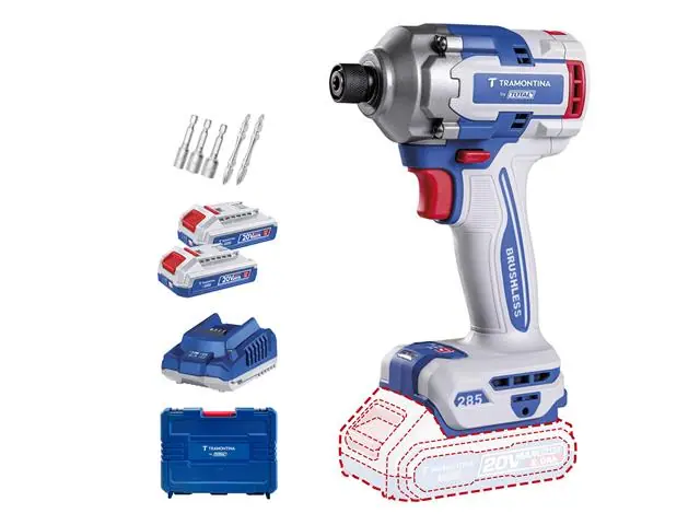 Parafusadeira Impacto 20V 285Nm Kit 2Bat + Maleta