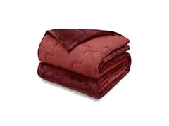 Edredom Casal Plush Flannel Vermelho Escuro/Claro 1pc