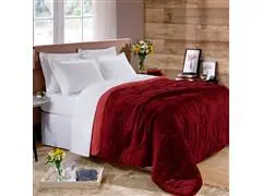 Edredom Casal Plush Flannel Vermelho Escuro/Claro 1pc - 1