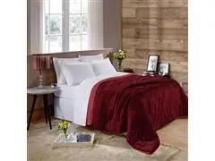 Edredom Casal Plush Flannel Vermelho Escuro/Claro 1pc - 5