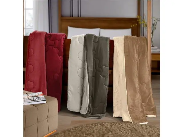 Edredom Solteiro Plush Flannel Chocolate Escuro/Claro 1pc