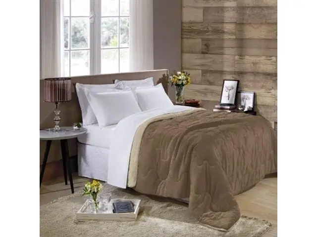 Edredom Solteiro Khaki Dupla Face 150x200 Plush Flanel