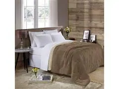 Edredom Solteiro Khaki Dupla Face 150x200 Plush Flanel - 0