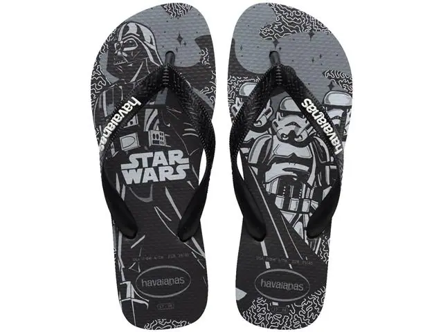 Chinelo Havaianas Star Wars Preto/Preto/Branco Tam 39-40