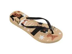 Chinelo Havaianas Slim Pets Dourado/Preto Tam 35-36 - 1