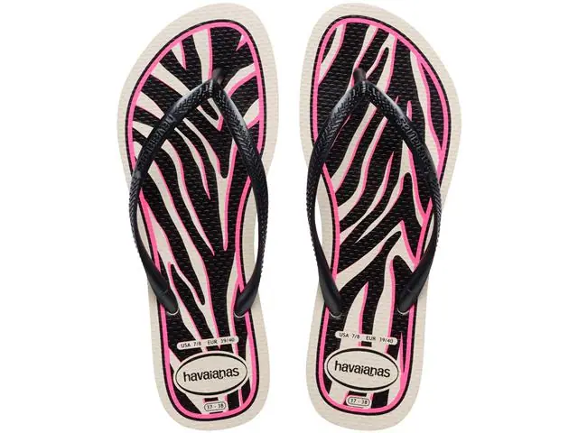Chinelo Havaianas Slim Animals Bege Palha/Cinza Dark Metalico