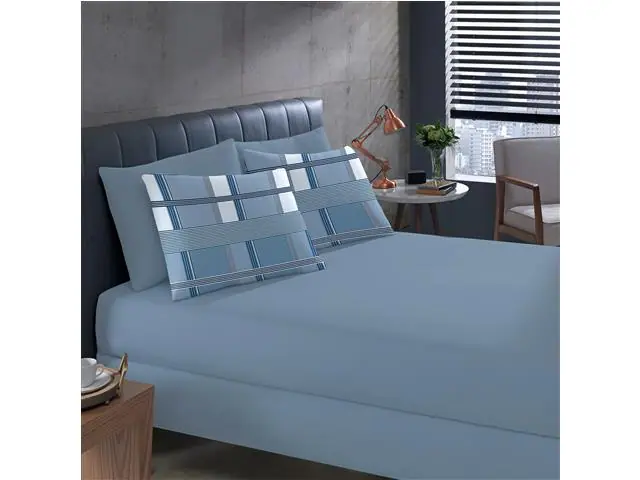 Jogo Cama Solteiro Basic Rolinho Est.Oliver Azul 2pc