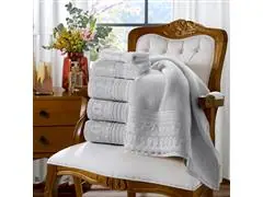 Kit Toalha Social Cristal 30x50 Renascenca 600 Prata 2pc - 2