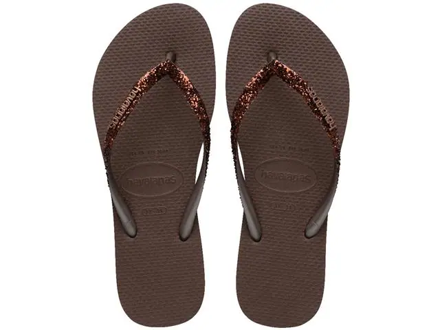 Chinelo Havaianas Slim Glitter Ii Café Tam 35-36