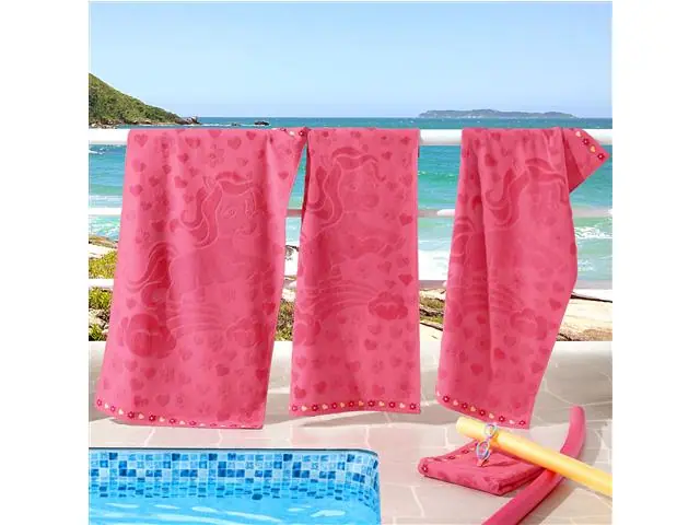 Toalha Infantil Buettner Unicórnio Rosa Chiclete 70x120 cm 1 Peça