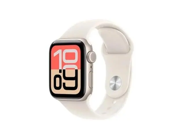 Apple Watch SE 3 44mm Alumínio Prata Pulseira Esportiva Branca