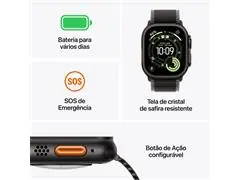 Apple Watch Ultra 3 49mm Titânio Preto Pulseira Trail Loop - 2
