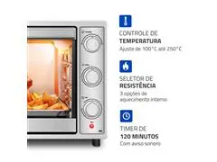 Forno Elétrico Mondial Family Grill 60L Branco/Inox 2000W 220V - 4