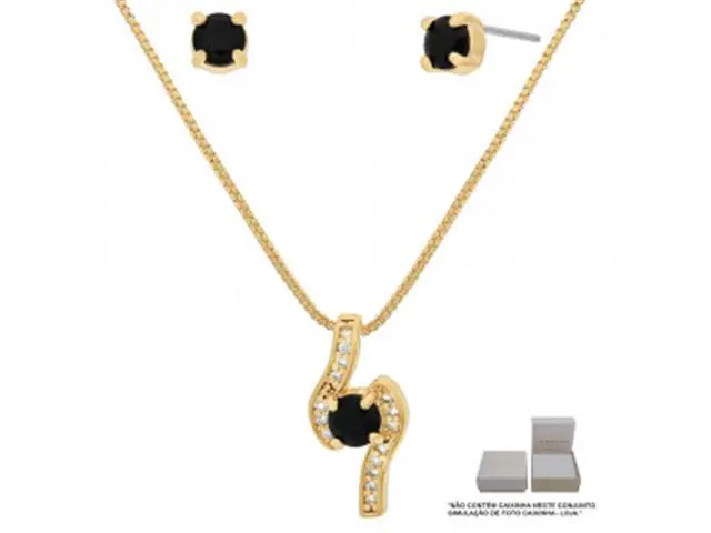 Conjunto Morana zircônias veneziana dourado 40cm + 5cm