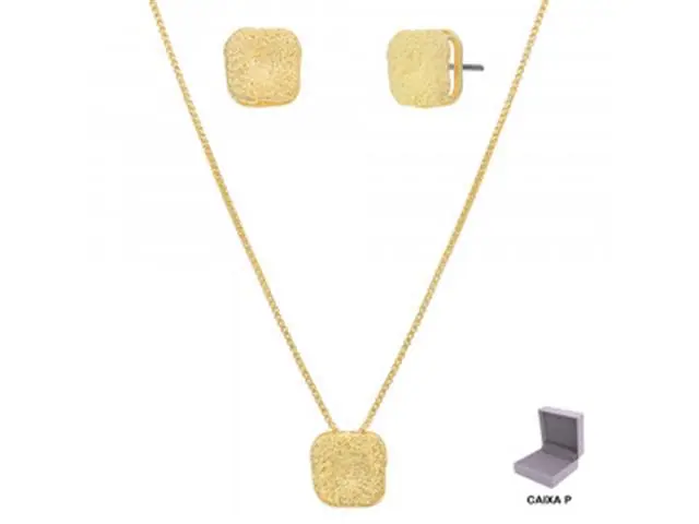 Conjunto trabalhado Morana veneziana dourado 40cm + 5cm